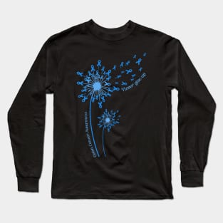 Dandelion Colon Cancer Awareness Never Give Up Long Sleeve T-Shirt